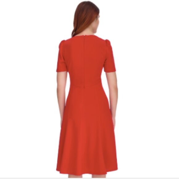 Tommy Hilfiger Women's Crisscross Fit & Flare Dress - Deep Scarlet - Picture 3 of 4